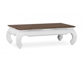 Koloniální luxusní konferenční stolek BLANC v bílé barvě z masivu 125cm
