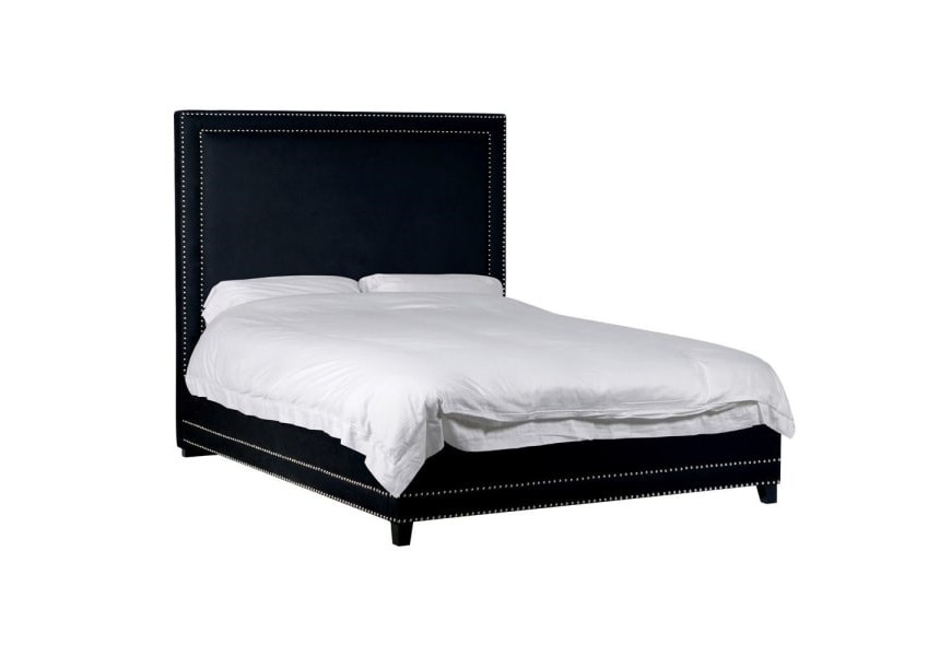 Luxusní manželská postel Emanetta černé barvy v art deco stylu s kovovým zdobením