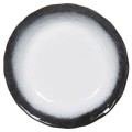 Designová moderní mísa Maze z keramiky s lesklou glazurou v bílé barvě s tmavě modrým detailem 39 cm
