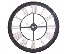 Industriální kulaté nástěnné hodiny Linaran s černým rámem 80cm