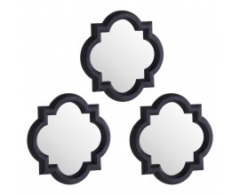 Orientální set tří nástěnných zrcadel Mosteiro s černým rámem