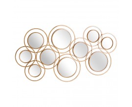 Art-deco set kruhových závěsných zrcadel Redondo se zlatým kovovým rámem