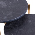 Moderní art-deco set dvou příručních stolků Barret s černou mramorovou deskou a zlatými nohama 61cm