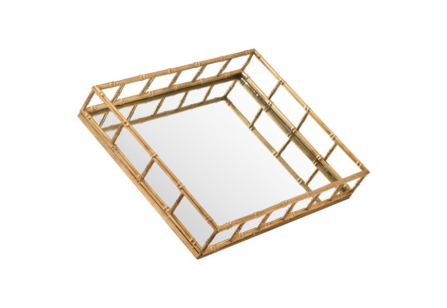 Set dvou zrcadlových podnosů Trasulfa se zlatou kovovou konstrukcí 48cm