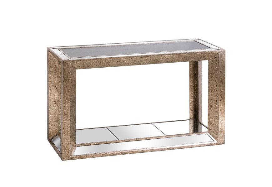 Art-deco zrcadlov&aacute; konzola Asperelo se zlatou dřevěnou konstrukc&iacute; 127cm