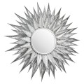 Art-deco designové zrcadlo Söll se stříbrným kovovým rámem ve tvaru paprsků 90cm