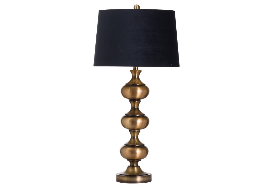 Luxusn&iacute; stoln&iacute; lampa Perceiro s čern&yacute;m kruhov&yacute;m st&iacute;nidlem a bronzov&yacute;m podstavcem z pryskyřice 92cm