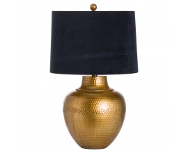 Designová stolní lampa Lagrima s bronzovým reliéfním podstavcem a černým stínítkem 66cm