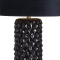 Art-deco nadčasov&aacute; čern&aacute; keramick&aacute; stoln&iacute; lampa Noirra se zlat&yacute;mi prvky a sametov&yacute;m st&iacute;n&iacute;tkem 84cm