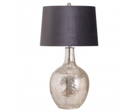 Stylová stříbrná keramická stolní lampa Concento s šedým sametovým stínítkem 78cm