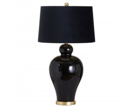 Stylová zlato-černá stolní lampa Jabal se stínítkem ze sametu 82cm