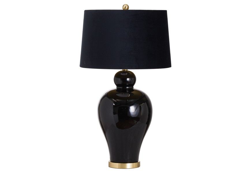 Stylov&aacute; zlato-čern&aacute; stoln&iacute; lampa Jabal se st&iacute;n&iacute;tkem ze sametu 82cm