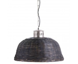 Venkovská designová závěsná lampa Xuanzo s proutěným stínítkem 61cm