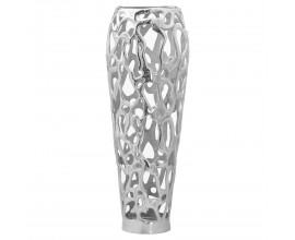 Moderní nadčasová vysoká kovová váza Polipero III stříbrné barvy 63cm