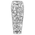 Moderní designová kovová váza Polipero IV stříbrné barvy 49cm