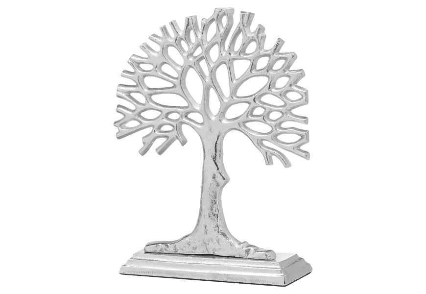 Moderní vkusná soška Carvajal stříbrné barvy ve tvaru stromu 34cm
