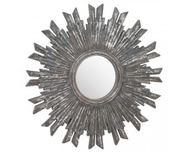 Vintage kruhové nástěnné zrcadlo Maya s hrubým rámem v šedé barvě 60cm
