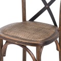 Venkovská hnědá dubová barová židle Nigo s překříženým černým kovovým opěradlem 114cm