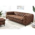 Chesterfield modern&iacute; pro&scaron;&iacute;van&aacute; sedačka v hněd&eacute;m kožen&eacute;m potahu 240cm