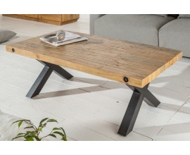 Industriální jídelní stůl Freya z masivního dřeva s černými nohami z kovu 120cm
