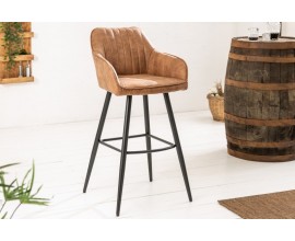 Moderní barová židle Vittel z mikrovlákna hnědé barvy s černými kovovými nohami 102cm