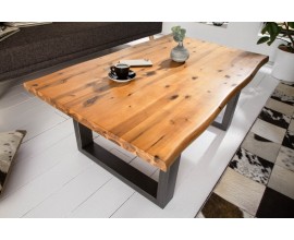 Industriální masivní konferenční stolek Forest s černými kovovými nohami 110cm