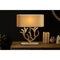 Koloniální dřevěná stolní lampa Pure Nature s béžovým stínítkem 58cm