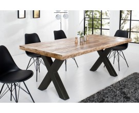 Industriální masivní jídelní stůl Steele Craft s černými překříženýma nohama 160cm