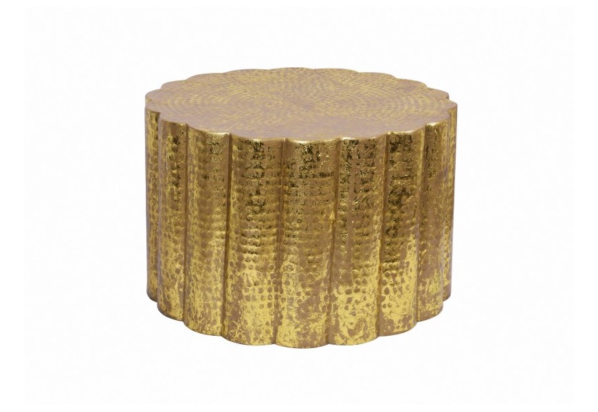 Orientální kruhový konferenční stolek Fluidoro ve zlaté barvě z kovu 60cm