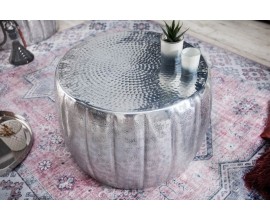 Orientální kulatý konferenční stolek Adassil stříbrné barvy 55cm