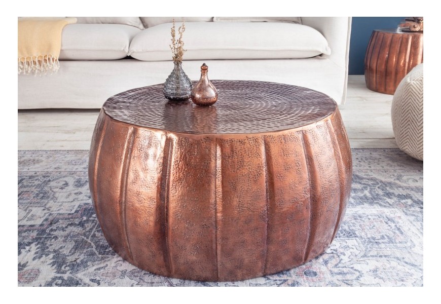 Orientální kruhový konferenční stolek Adassil bronzové barvy 65cm