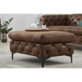 Chesterfield moderní obdélníková taburetka Modern Barock v hnědém koženém potahu 90cm