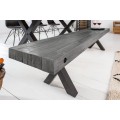 Industriální stylová lavice Freya z masivního dřeva šedé barvy 200cm