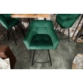 Designová moderní zelená barová židle Garret s tenkými černými kovovými nohami 100cm