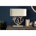 Koloniální dřevěná stolní lampa Pure Nature s béžovým stínítkem 58cm