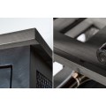 Industriální šedá borovicová vysoká vinotéka Crawley s černou železnou konstrukcí 184cm