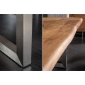Industriální jídelní stůl Mammut z masivního akáciového dřeva hnědé barvy s kovovými nohami 200cm
