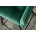 Designová moderní zelená barová židle Garret s tenkými černými kovovými nohami 100cm