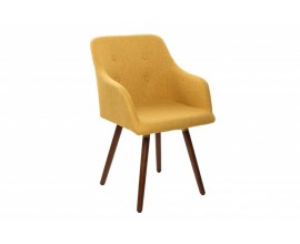 Retro žlutá židle Scandinavia s dřevěnými nohami 85cm