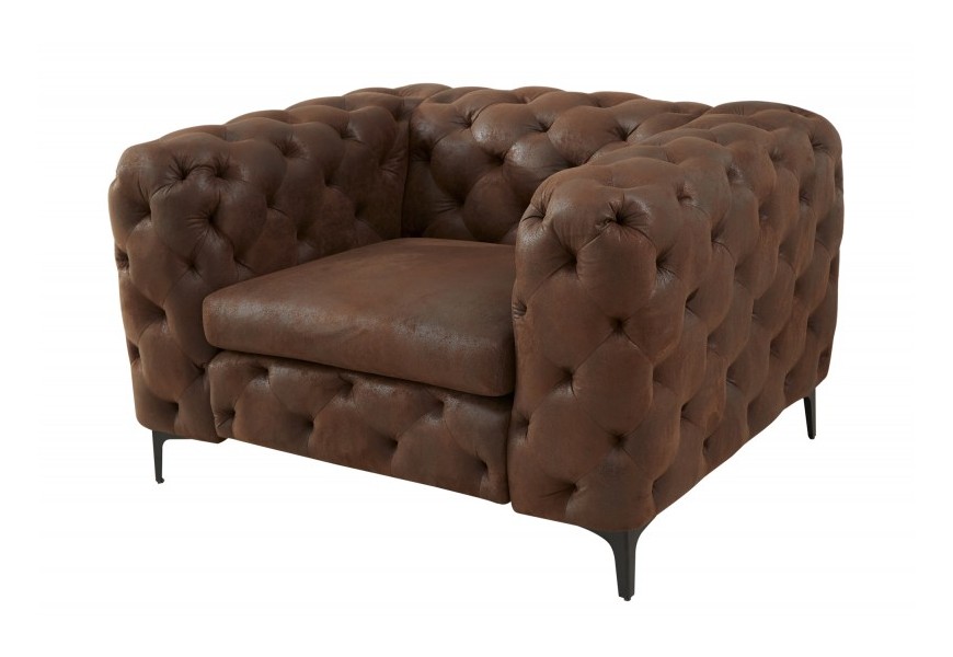 Chesterfield křeslo Modern Barock v hnědém potahu s nožičkami 70cm