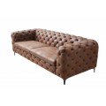 Chesterfield modern&iacute; pro&scaron;&iacute;van&aacute; sedačka v hněd&eacute;m kožen&eacute;m potahu 240cm