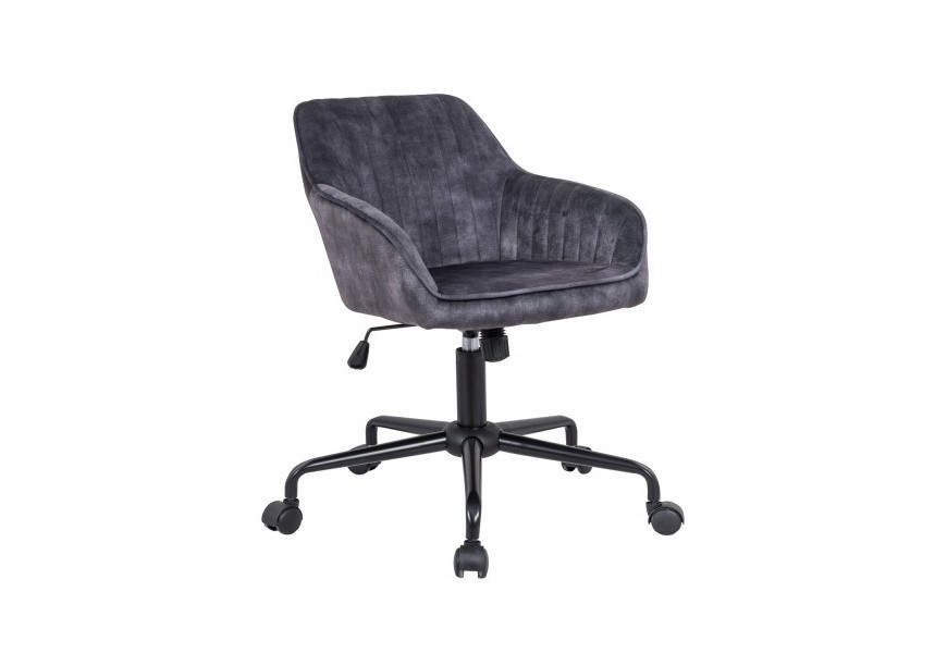 Moderní otočná kancelářská židle Vittel v šedém potahu s kovovými nohami na kolečkách 89cm