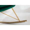 Moderní zelené čalouněné houpací křeslo Scandinavia se zlatými nohama 99cm
