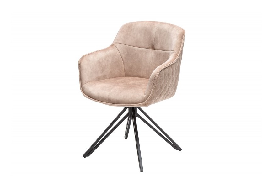 Moderní šedě béžová židle Marmol s kovovými nohami 82cm