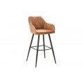 Moderní barová židle Vittel z mikrovlákna hnědé barvy s černými kovovými nohami 102cm