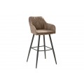 Moderní barová židle Vittel z mikrovlákna šedohnědé barvy s černými kovovými nohami 102cm