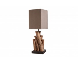 Koloniální stolní lampa Pure Nature s hnědým hranatým stínítkem 45cm