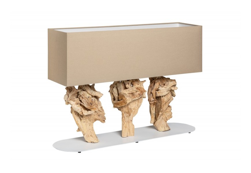 Koloni&aacute;ln&iacute; stoln&iacute; lampa Stuttgai tvořena trojitou podstavou a bled&yacute;m st&iacute;n&iacute;tkem 80cm