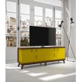 Luxusní TV stolek Sajonia z masivního dřeva se zásuvkami a dvířky 183cm