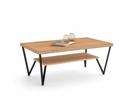 Luxusní moderní konferenční stolek Estoril z masivního dřeva s kovovými nohami 120cm